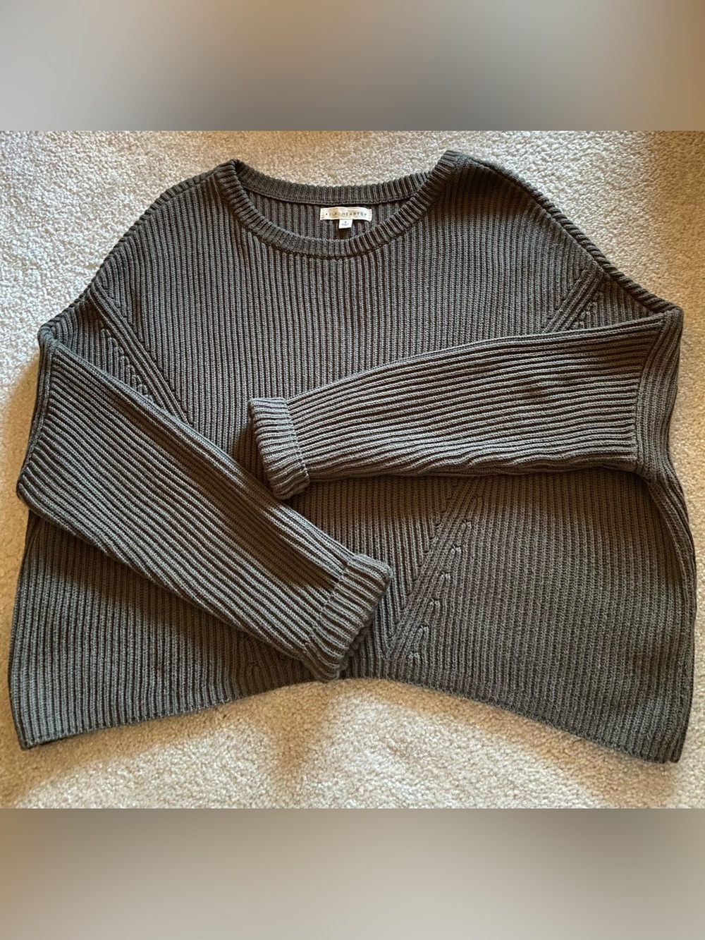 PacSun LA hearts Olive Ribbed Crewneck Sweater